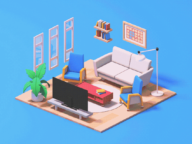 #c4d# #插画# 立体的小场景作品设...