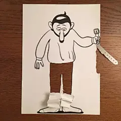 撕纸谁不会？但要撕成艺术家就难了！ : 在普通的A4纸上先画出画，然后撕出3D效果！