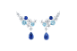 Sparkling Cluster蓝宝石、海蓝宝石及钻石耳环 : 华美的蓝宝石和海蓝宝石共谱一阕动人的交响乐，为海瑞温斯顿珍爱的钻石珠宝增添缤纷色彩。绚漪锦簇Sparkling Cluster蓝宝石、海蓝宝石及钻石耳环向海瑞温斯顿以高级珠宝点亮人生重大时刻的传统致敬。4颗圆形明亮式切工和水滴型钻石，总重2.07克拉，4颗圆形明亮式切工海蓝宝石，总重1.00克拉以及12颗圆形明亮式切工和水滴型钻石，总重1.79克拉，镶嵌于铂金底座，轻盈漂浮在佩戴者的肌肤之上，绽放璀璨华彩。不管是西装革履的隆重聚会还是百花齐