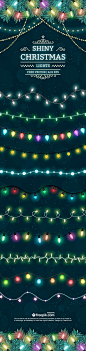 Shiny Christmas lights free vector set: 