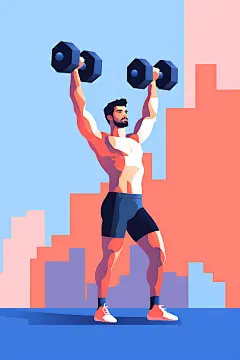 运动健身健康扁平风插画