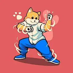 秋田犬小狗空手道姿势战斗插画矢量图设计素材