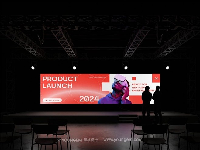 会议厅演示巨幅屏幕投影框架展示设计贴图p...