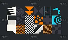 具有抽象解构形状和剪裁图形元素的数字拼贴矢量艺术品，非常适合各种背景、海报艺术、纺织品设计、装饰印刷