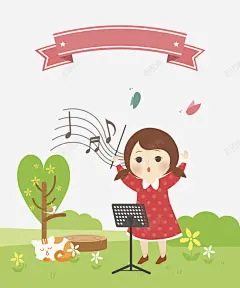 卡通手绘小女孩指挥自然 免费下载 页面网页 平面电商 创意素材