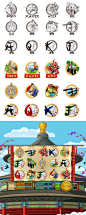 Graphic design of icons, objects, cards and interface for the game slot-machine "China" http://slotopaint.com:: 