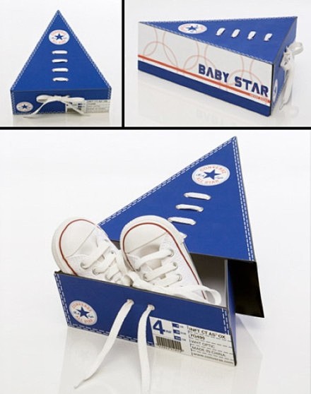 匡威儿童鞋创意包装，三角形的鞋盒很有爱，...