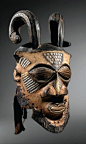 Africa | Old mask from the Kuba-Kete people from of the Democratic Republic of Congo | Wood and pigment