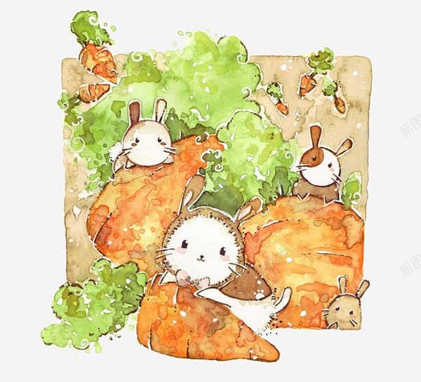 手绘插画小兔子高清素材 免费下载 设计图...