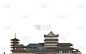 旧的日本建筑孤立在白色背景的3d插图