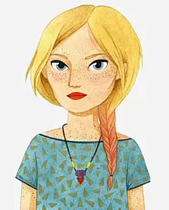 欧美少女高清素材 卡通 女孩 手绘 插画 金发 麻花辫 免抠png 设计图片 免费下载