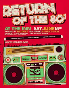 扁平化复古英文留声机主题宣传海报图片