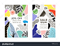 Set Of Creative Social Media Sale Headers Or Banners With Discount Offer. Design For Seasonal Clearance. It Can Be Used In Advertising, Web Design, Graphic Design. Vector Illustration. - 435653362 : Shutterstock