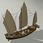 中国海盗垃圾帆船3d模型