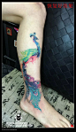 水彩孔雀纹身，#广西北海纹身#，#湖南永州纹身#