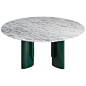 Contemporary Marble Coffee Table in Green Lacquered Legs For Sale at 1stdibs