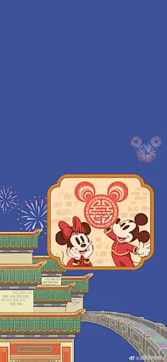 迪士尼鼠年壁纸，融合中国元素，好喜庆啊！ ​​​​