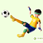 c4d足球世界杯足球杯3D立体运动员人物