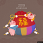 2019年新年快乐福猪贺岁猪年吉祥春节海报06模板平面设计