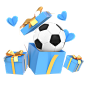 3d_rendering_surprise_soccer_ball_inside_blue_gift_box