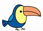 卡通巨嘴鸟简笔画的画法步骤教程彩图素描-www.uzones.com