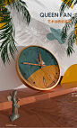 时黛北欧风客厅创意极简钟表大气轻奢超静音家用时尚挂钟纯色时钟-tmall.com天猫