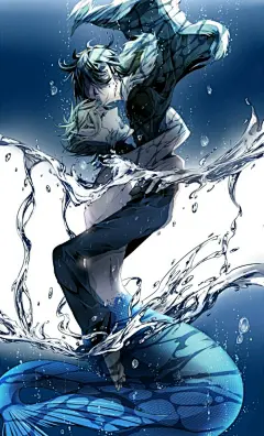 【此间少年】二次元 美少年 无头骑士异闻录 折原临也 平和岛静雄 深海 水下场景 〈人鱼与少年〉 梦幻 意境 动漫 P站 插画 唯美