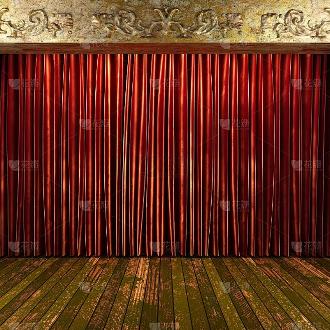舞台上的红色布帘