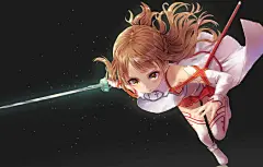 动漫2672x1702 Yuuki Asuna刀剑神域动漫在线女孩动漫女孩刘海辫子的头发大腿高剑战士女孩黑暗的背景简单的背景火花分离袖2D艺术品绘画数字艺术插画粉丝艺术Pixiv