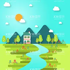 矢量春天背景  - 源文件下载【酷图网】矢量春天背景,春天风景壁纸,春天壁纸,绿色背景,大自然,清新,景色,自然季节,春季,四季,插图,卡通,风景地形,