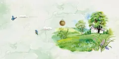 清新唯美乡村旅游 新农村建设 梦幻小村 水彩 绿色新农村 美丽乡村 美丽新农村 高清背景 背景 设计图片 免费下载 页面网页 平面电商 创意素材