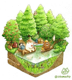兔熊跑跳蹦采集到Stkumachip小熊插画