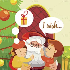 可爱的圣诞老人和孩子们