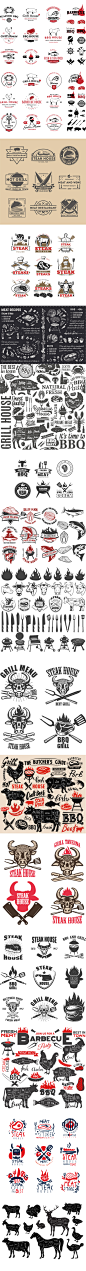 西餐厅店铺海鲜餐饮美食品牌VI设计标志LOGO菜单包装设计图标素材