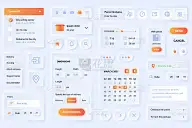 用于交付移动应用的用户界面元素。独特的neumorphic设计UI, UX, GUI, KIT元素模
