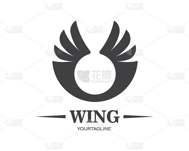 翼标志符号图标矢量插图