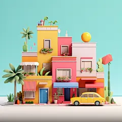 3d城市建筑房子素材图片