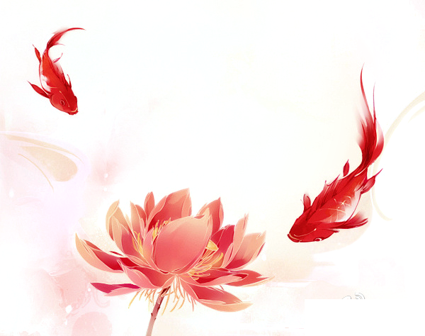 png唯美古风手绘水彩插画素材 (600...