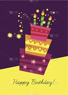 生日贺卡的正面有一个蛋糕