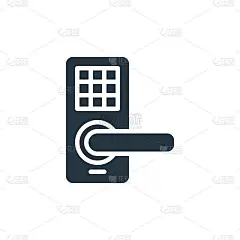 智能锁图标。字形智能锁图标用于网站设计和移动，应用程序开发，打印。智能锁图标从填充智能家居收集孤立的
