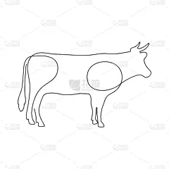 母牛,一只动物,连续线图,大农场,农业,清新,简单,哺乳纲,草,牛