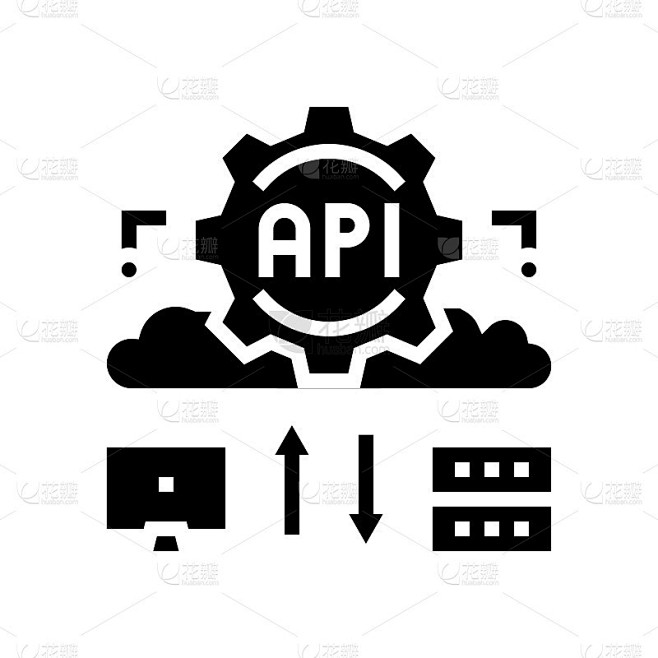 API数字技术符号图标矢量插图