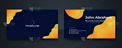 现代企业概念名片模板与蓝色和橙色渐变颜色。创意优雅的名片和名片设计