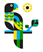 This may contain: a colorful bird sitting on top of a tree branch
