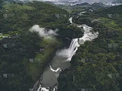 黄果树瀑布鸟瞰图，中国贵州。