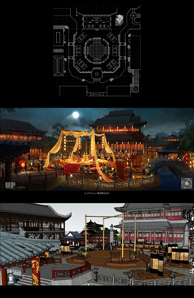 UPstudio 影视概念设计-古装戏-平面-模型-气氛图-绘制过程-学生作品-花瓣网