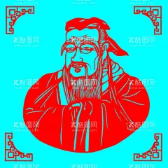 孔子剪纸  - 源文件下载【酷图网】剪纸,线条,矢量,传统,装饰,窗花,插画,孔子,人物,头像,字仲尼,春秋时期,著名,思想家,教育家,政治家,当时,社会上,最博学者之一,儒家始祖,