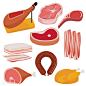 鸡肉猪肉牛肉美食插画 EPS源文件-餐饮美食-插画图形素材-酷图网