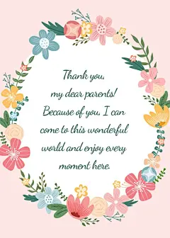 Simple Hand Paintd Plants Frame Thank family Card