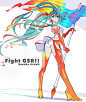 hatsune miku, racing miku, and racing miku (vocaloid and 2 more) drawn by yoneyama_mai